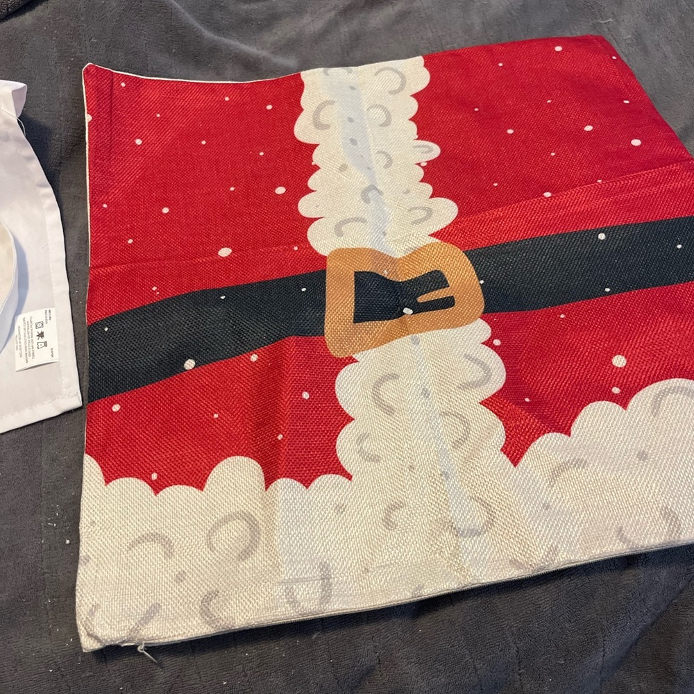 Santa Suit Decorative Pillow Cover zips